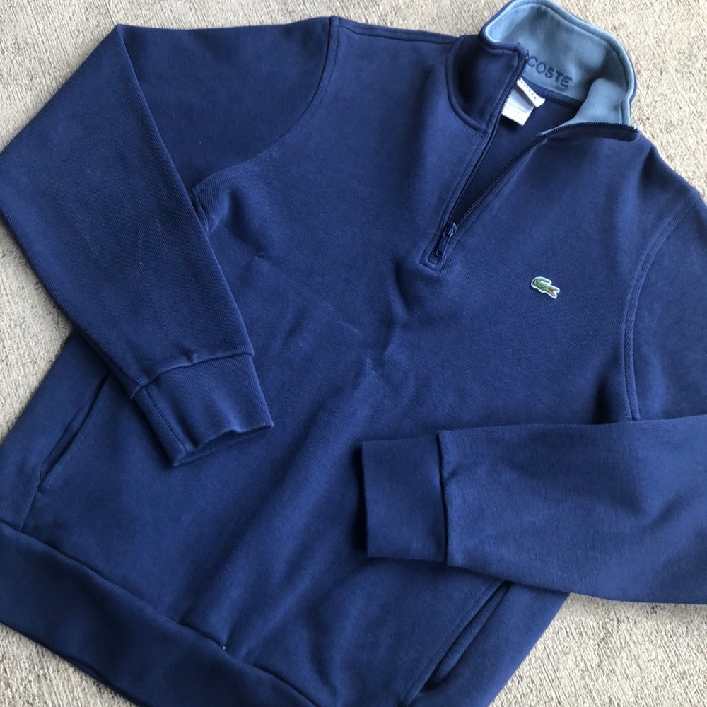 Lacoste Zip Pullover 4 Medium Blue Sweater